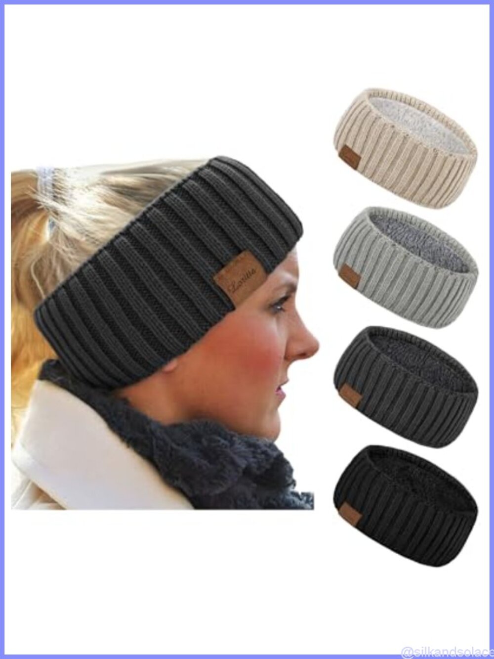 4 Pack Winter Headbands Thick Warm Ear Warmers Fleece Lined Knit